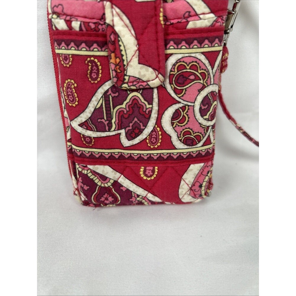 Vera Bradley Zip Around Wristlet Wallet Phone Red Rosy Posies Paisley 6" x 3.5” - Picture 4 of 10